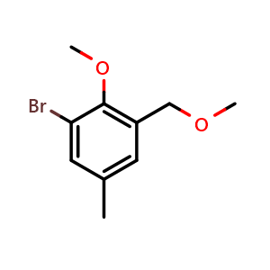 Chemical structure of 1-Bromo-2-methoxy-3-(methoxymethyl)-5-methylbenzene , CAS 120461-58-7, AChemBlock U128034