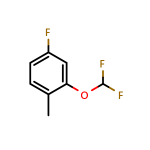 Chemical structure of 2-(Difluoromethoxy)-4-fluoro-1-methylbenzene , CAS 1214333-40-0, AChemBlock U128039