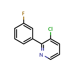Chemical structure of 3-Chloro-2-(3-fluorophenyl)pyridine , CAS 1214354-35-4, AChemBlock U128042