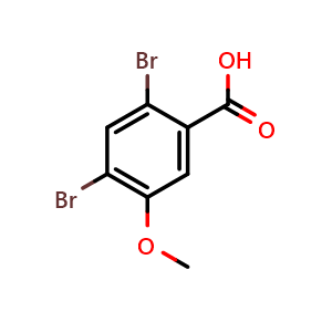 Chemical structure of 2,4-Dibromo-5-methoxybenzoic acid , CAS 121789-22-8, AChemBlock U128048