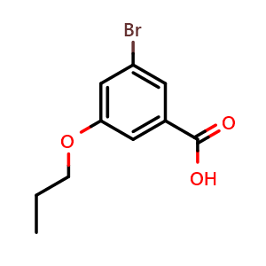 Chemical structure of 3-Bromo-5-propoxybenzoic acid , CAS 1226808-68-9, AChemBlock U128053