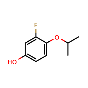 Chemical structure of 3-Fluoro-4-isopropoxyphenol , CAS 1243280-91-2, AChemBlock U128065