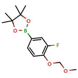 Chemical structure of 3-Fluoro-4-(methoxymethoxy)phenylboronic acid pinacol ester , CAS 1248556-02-6, AChemBlock U128069