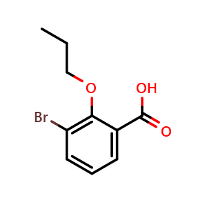 Chemical structure of 3-Bromo-2-propoxybenzoic acid , CAS 1250352-89-6, AChemBlock U128076