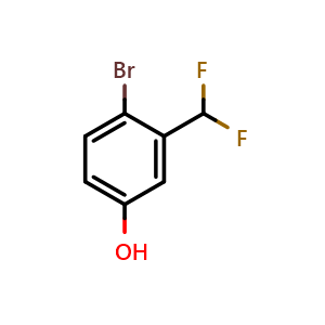 Chemical structure of 4-Bromo-3-(difluoromethyl)phenol , CAS 1261513-55-6, AChemBlock U128088