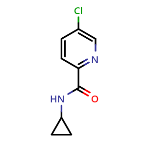 Chemical structure of 5-Chloro-N-cyclopropylpicolinamide , CAS 1289212-90-3, AChemBlock U128104