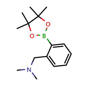 Chemical structure of N,N-dimethyl-1-(2-(4,4,5,5-tetramethyl-1,3,2-dioxaborolan-2-yl)phenyl)methanamine , CAS 129636-11-9, AChemBlock U128105