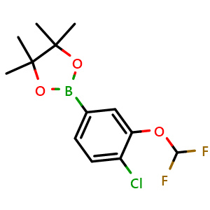 Chemical structure of 2-(4-Chloro-3-difluoromethoxyphenyl)-4,4,5,5-tetramethyl-1,3,2-dioxaborolane , CAS 1310949-73-5, AChemBlock U128113