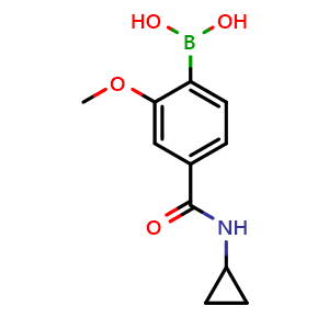 Chemical structure of 4-(Cyclopropylcarbamoyl)-2-methoxyphenylboronic acid , CAS 1351373-76-6, AChemBlock U128123