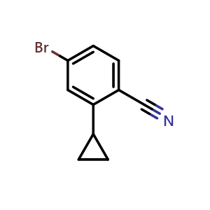 Chemical structure of 4-Bromo-2-cyclopropylbenzonitrile , CAS 1353854-27-9, AChemBlock U128124