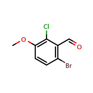 Chemical structure of 6-Bromo-2-chloro-3-methoxybenzaldehyde , CAS 1358745-47-7, AChemBlock U128127