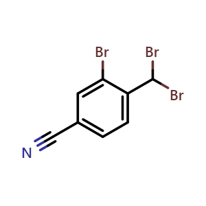 Chemical structure of 3-Bromo-4-(dibromomethyl)benzonitrile , CAS 1381846-22-5, AChemBlock U128144