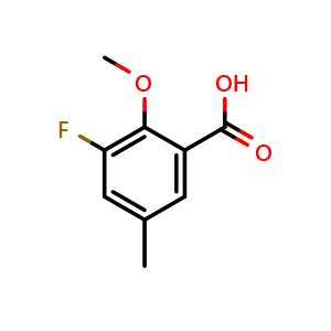 Chemical structure of 3-Fluoro-2-methoxy-5-methylbenzoic acid , CAS 1427427-96-0, AChemBlock U128166