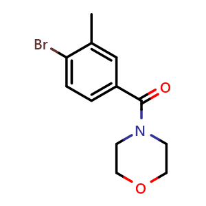 Chemical structure of ((4-Bromo-3-methylphenyl)carbonyl)morpholine , CAS 149105-06-6, AChemBlock U128180