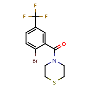 Chemical structure of (2-Bromo-5-(trifluoromethyl)phenyl)(thiomorpholino)methanone , CAS 1510883-89-2, AChemBlock U128192