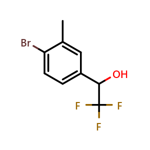 Chemical structure of 1-(4-Bromo-3-methylphenyl)-2,2,2-trifluoroethanol , CAS 1536707-43-3, AChemBlock U128196