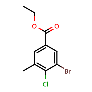 Chemical structure of Ethyl 3-bromo-4-chloro-5-methylbenzoate , CAS 1564628-51-8, AChemBlock U128202