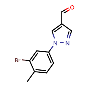 Chemical structure of 1-(3-Bromo-4-methylphenyl)-1H-pyrazole-4-carbaldehyde , CAS 1780427-34-0, AChemBlock U128237