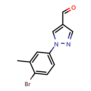 Chemical structure of 1-(4-Bromo-3-methylphenyl)-1H-pyrazole-4-carbaldehyde , CAS 1783626-72-1, AChemBlock U128242