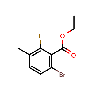 Chemical structure of Ethyl 6-bromo-2-fluoro-3-methylbenzoate , CAS 1805421-53-7, AChemBlock U128251