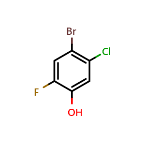 Chemical structure of 4-Bromo-5-chloro-2-fluorophenol , CAS 1805518-69-7, AChemBlock U128253