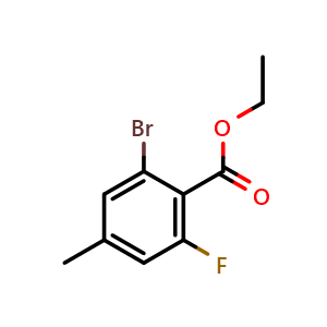 Chemical structure of Ethyl 2-bromo-6-fluoro-4-methylbenzoate , CAS 1807088-10-3, AChemBlock U128265
