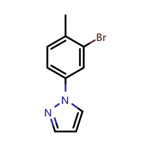 Chemical structure of 1-(3-Bromo-4-methylphenyl)-1H-pyrazole , CAS 1823931-54-9, AChemBlock U128276
