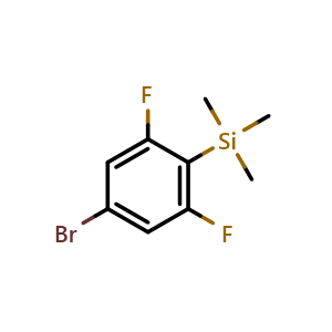 Chemical structure of 4-Bromo-2,6-difluoro-1-(trimethylsilyl)benzene , CAS 184910-20-1, AChemBlock U128279