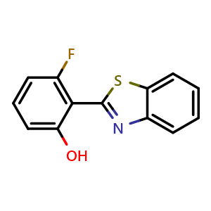 Chemical structure of 2-(Benzo[d]thiazol-2-yl)-3-fluorophenol , CAS 1928173-45-8, AChemBlock U128314