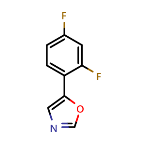 Chemical structure of 5-(2,4-Difluorophenyl)oxazole , CAS 2002657-55-6, AChemBlock U128330