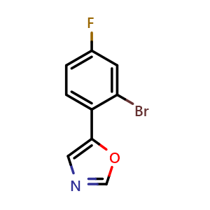 Chemical structure of 5-(2-Bromo-4-fluorophenyl)-1,3-oxazole , CAS 2005481-21-8, AChemBlock U128336