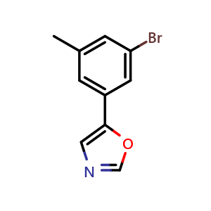 Chemical structure of 5-(3-bromo-5-methylphenyl)oxazole , CAS 2007366-35-8, AChemBlock U128338