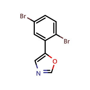 Chemical structure of 5-(2,5-dibromophenyl)oxazole , CAS 2013263-27-7, AChemBlock U128347