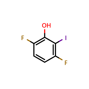 Chemical structure of 3,6-Difluoro-2-iodophenol , CAS 2092374-07-5, AChemBlock U128370