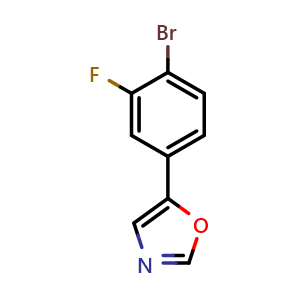 Chemical structure of 5-(4-Bromo-3-fluorophenyl)oxazole , CAS 2111410-80-9, AChemBlock U128374