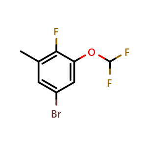 Chemical structure of 5-Bromo-1-(difluoromethoxy)-2-fluoro-3-methylbenzene , CAS 2167653-75-8, AChemBlock U128385