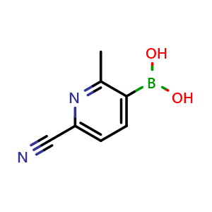 Chemical structure of (6-Cyano-2-methylpyridin-3-yl)boronic acid , CAS 2225180-00-5, AChemBlock U128396