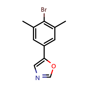 Chemical structure of 5-(4-bromo-3,5-dimethylphenyl)oxazole , CAS 2225759-21-5, AChemBlock U128397