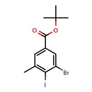 Chemical structure of tert-butyl 3-Bromo-4-iodo-5-methylbenzoate , CAS 2364584-56-3, AChemBlock U128409