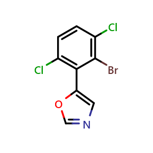 Chemical structure of 5-(2-bromo-3,6-dichlorophenyl)oxazole , CAS 2364585-11-3, AChemBlock U128464