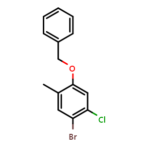 Chemical structure of 1-(Benzyloxy)-4-bromo-5-chloro-2-methylbenzene , CAS 2379321-31-8, AChemBlock U128507