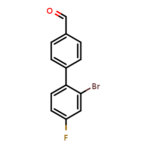 Chemical structure of 2'-Bromo-4'-fluoro-[1,1'-biphenyl]-4-carbaldehyde , CAS 2379321-32-9, AChemBlock U128508