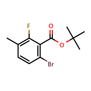 Chemical structure of Tert-butyl 6-bromo-2-fluoro-3-methylbenzoate , CAS 2379321-33-0, AChemBlock U128509