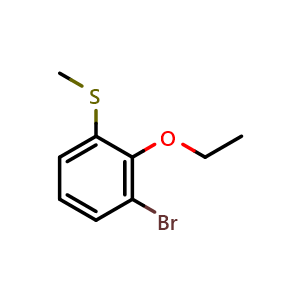 Chemical structure of (3-Bromo-2-ethoxyphenyl)(methyl)sulfane , CAS 2379321-50-1, AChemBlock U128525