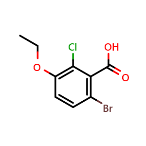 Chemical structure of 6-Bromo-2-chloro-3-ethoxybenzoic acid , CAS 2379321-62-5, AChemBlock U128537