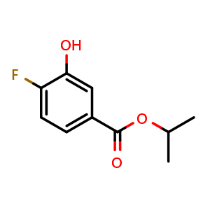 Chemical structure of Isopropyl 4-fluoro-3-hydroxybenzoate , CAS 2379321-69-2, AChemBlock U128544