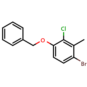 Chemical structure of 1-(Benzyloxy)-4-bromo-2-chloro-3-methylbenzene , CAS 2379321-72-7, AChemBlock U128547