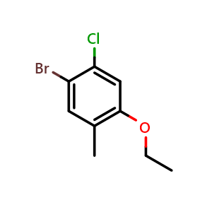 Chemical structure of 1-Bromo-2-chloro-4-ethoxy-5-methylbenzene , CAS 2379322-07-1, AChemBlock U128581