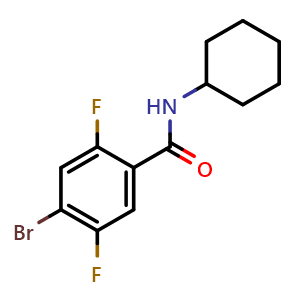 Chemical structure of 4-Bromo-N-cyclohexyl-2,5-difluorobenzamide , CAS 2379322-14-0, AChemBlock U128587