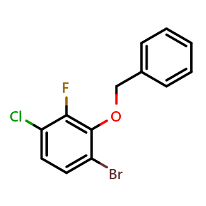 Chemical structure of 2-(Benzyloxy)-1-bromo-4-chloro-3-fluorobenzene , CAS 2379322-30-0, AChemBlock U128603